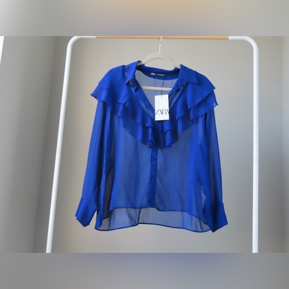 Ruffled Semi Sheer Top - Size XL | Elegant & Bold - Picture 3 of 4